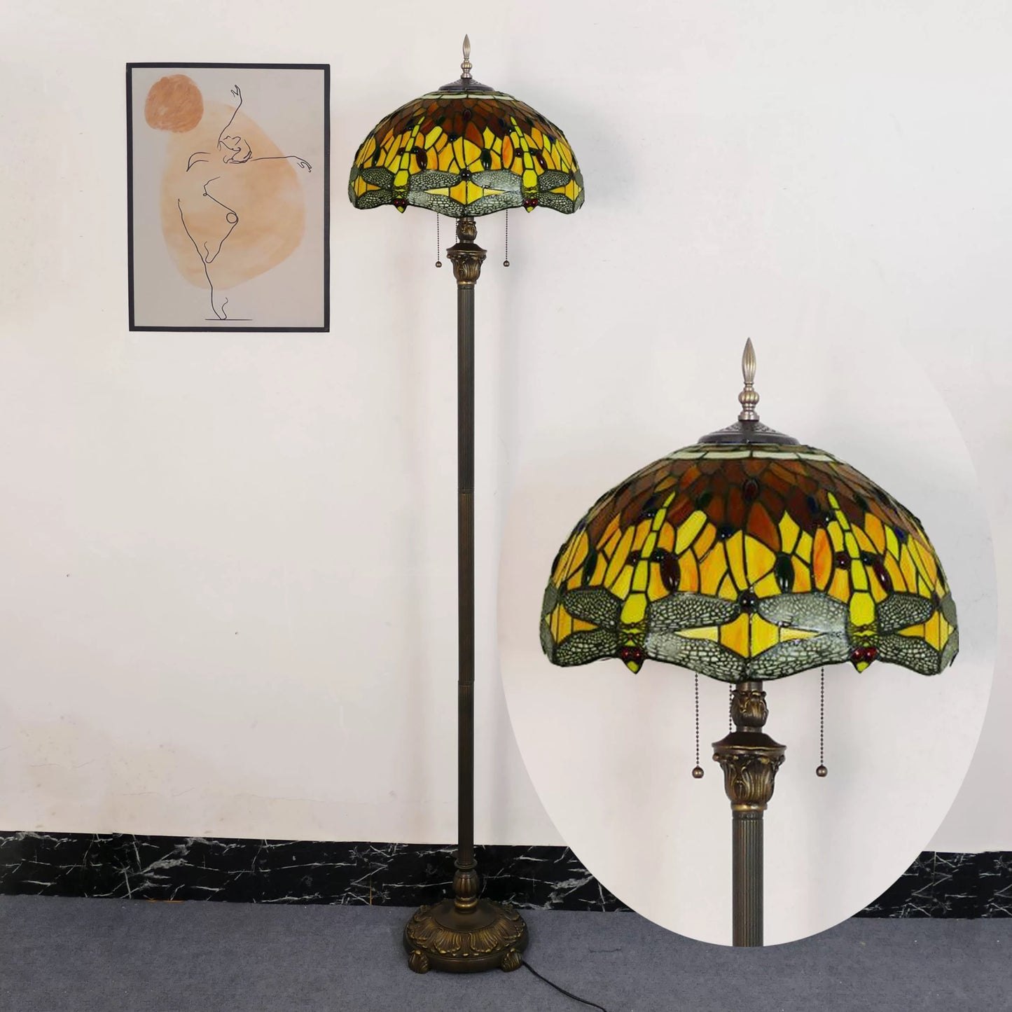 CDH Tiffany Floor Lamp (16035T) 16" 40CM Shade