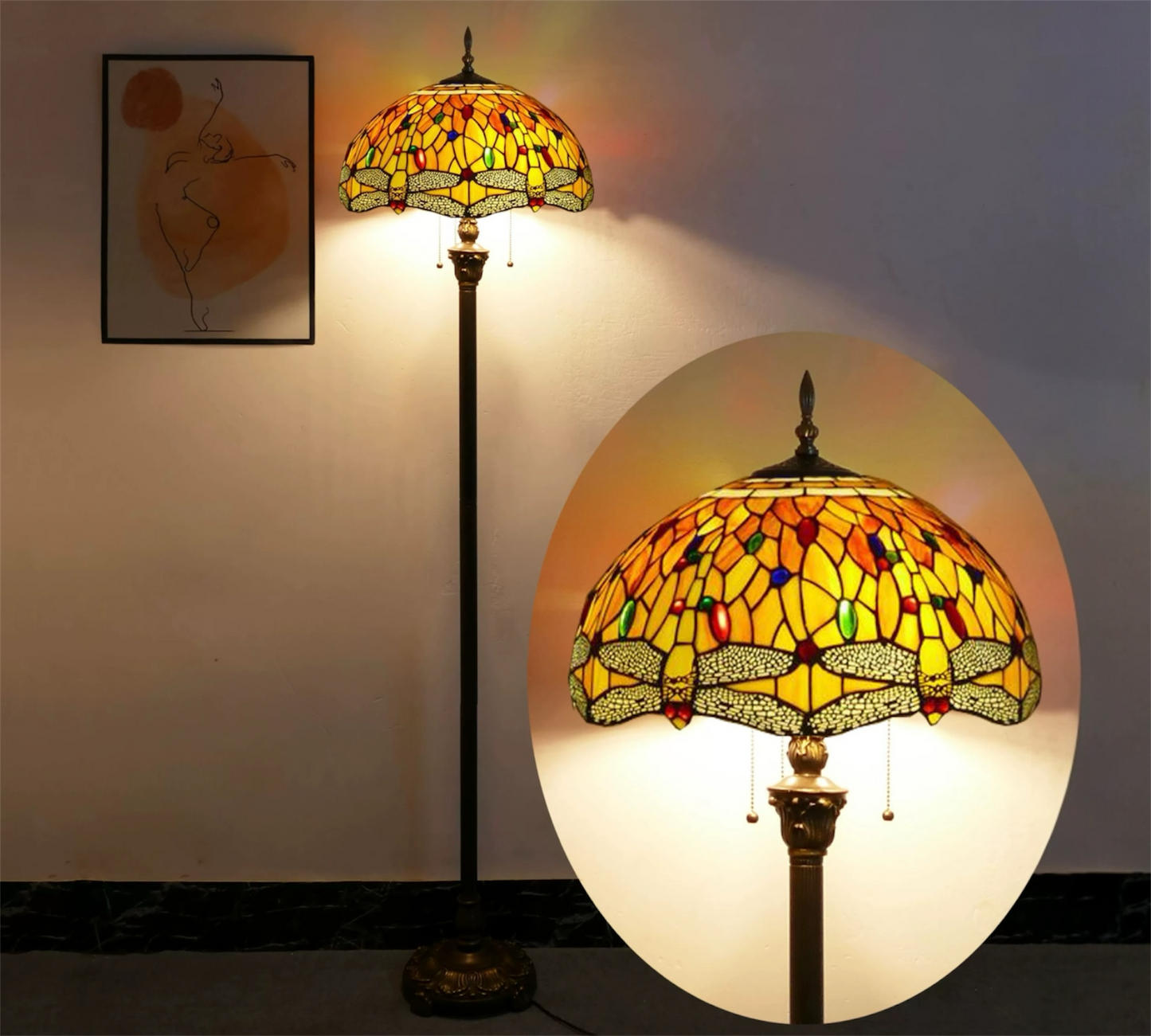 CDH Tiffany Floor Lamp (16035T) 16" 40CM Shade