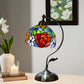 Stained glass table lamp with multicolor 20cm shade and dark metal base