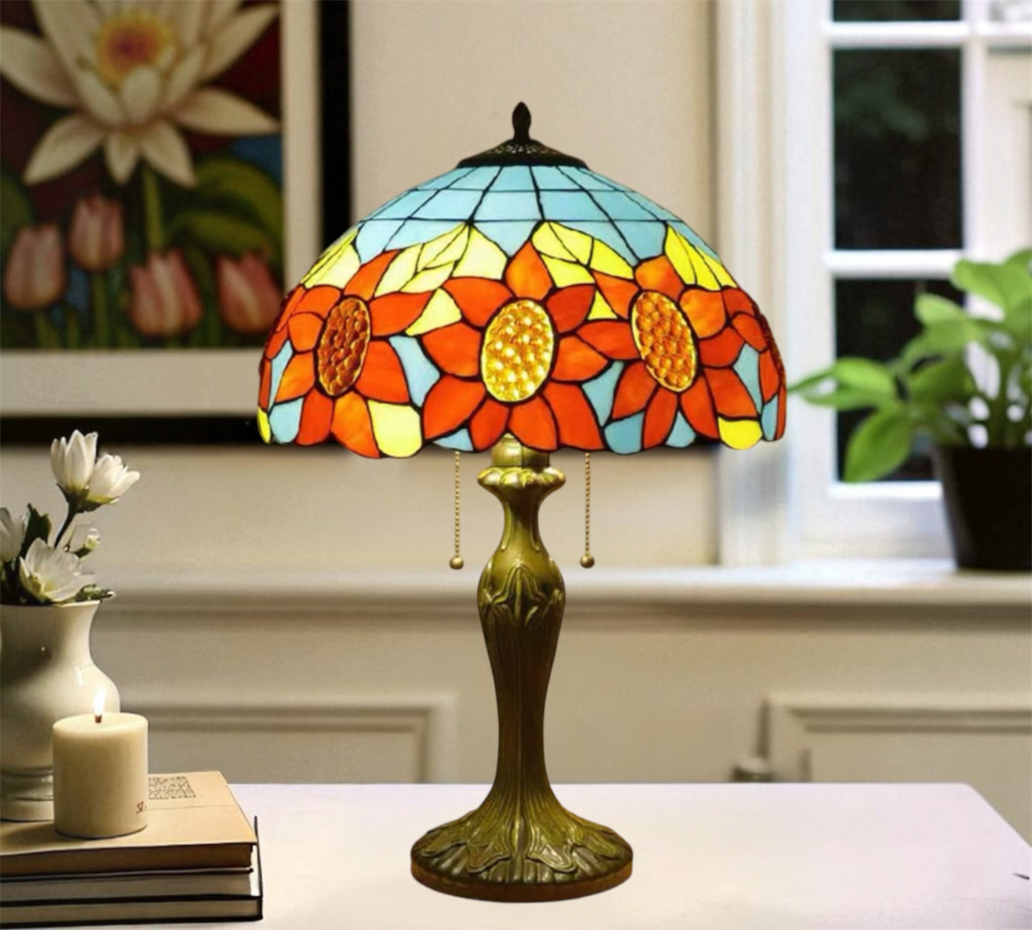 CDH 16" Tiffany Table Lamp 40cm Shade (12702BL)