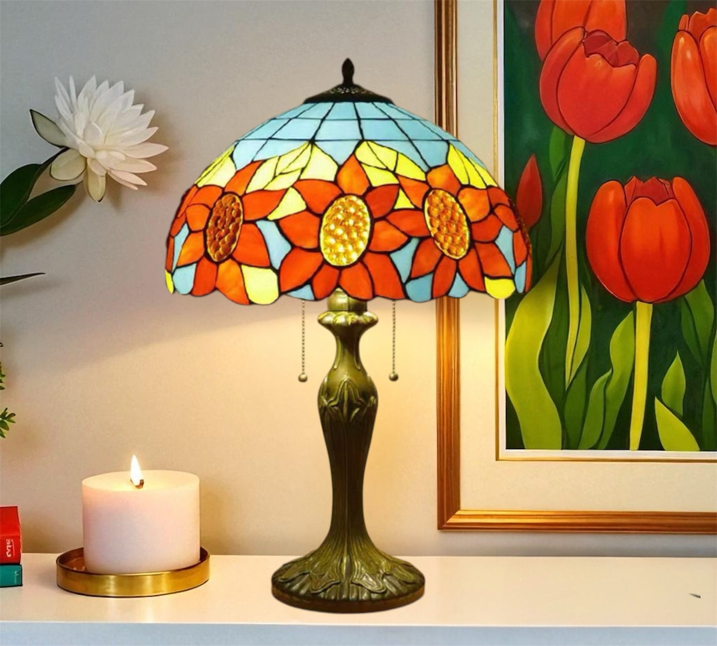 CDH 16" Tiffany Table Lamp 40cm Shade (12702BL)