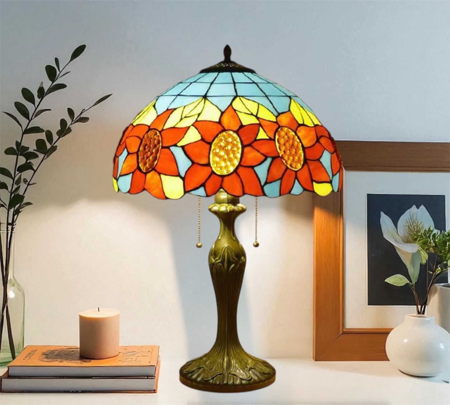 CDH 16" Tiffany Table Lamp 40cm Shade (12702BL)
