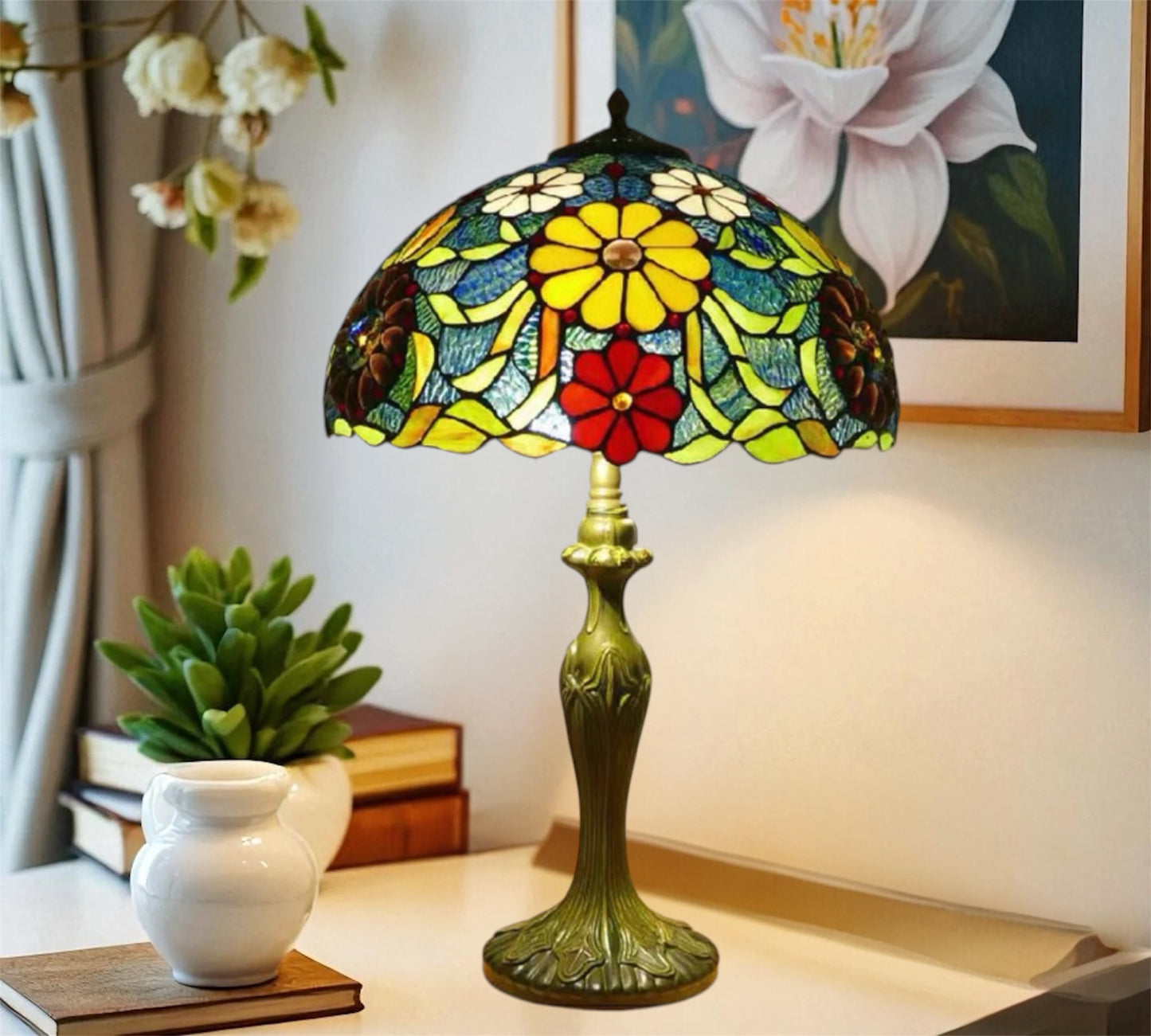 CDH 16" Tiffany Table Lamp 40cm Shade (15039BL)