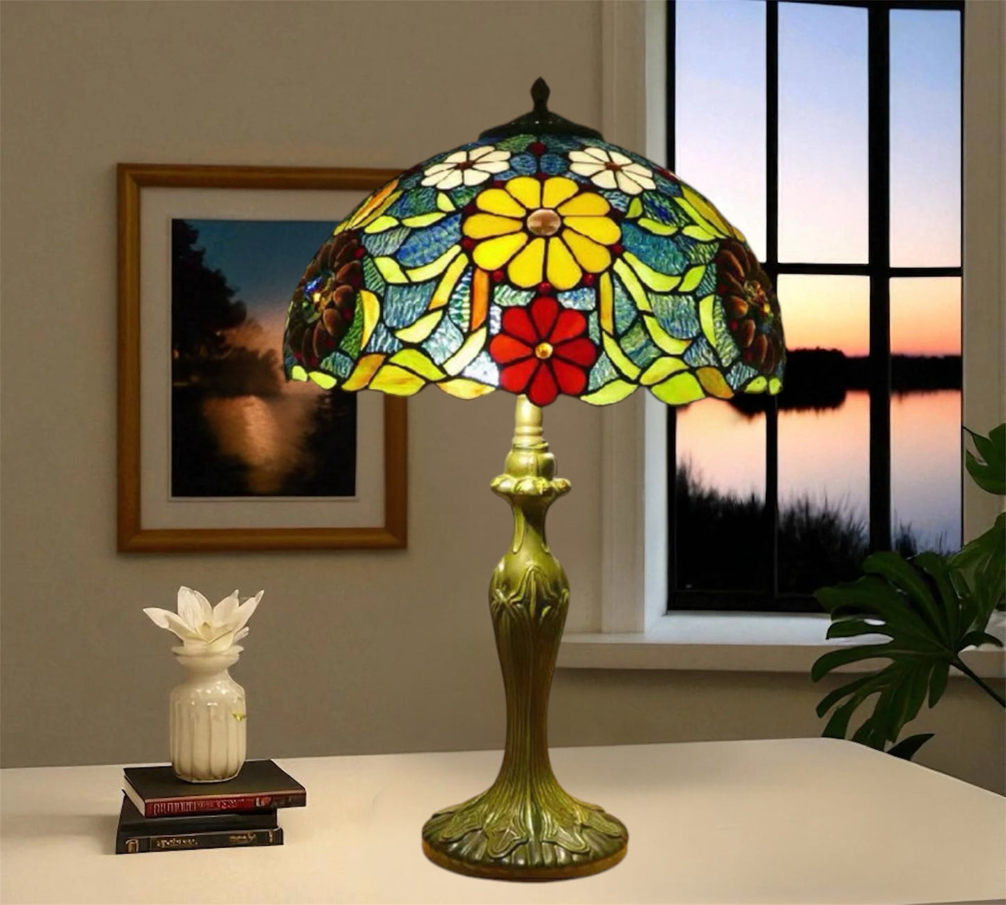 CDH 16" Tiffany Table Lamp 40cm Shade (15039BL)