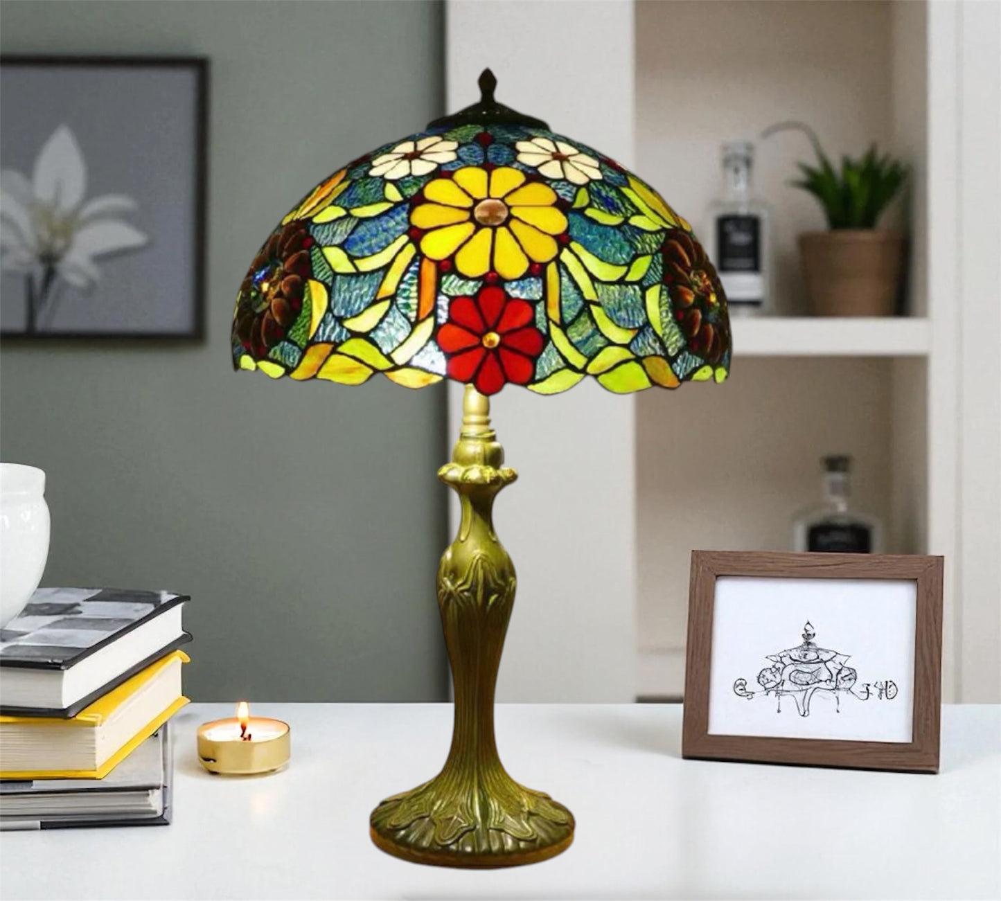 CDH 16" Tiffany Table Lamp 40cm Shade (15039BL)