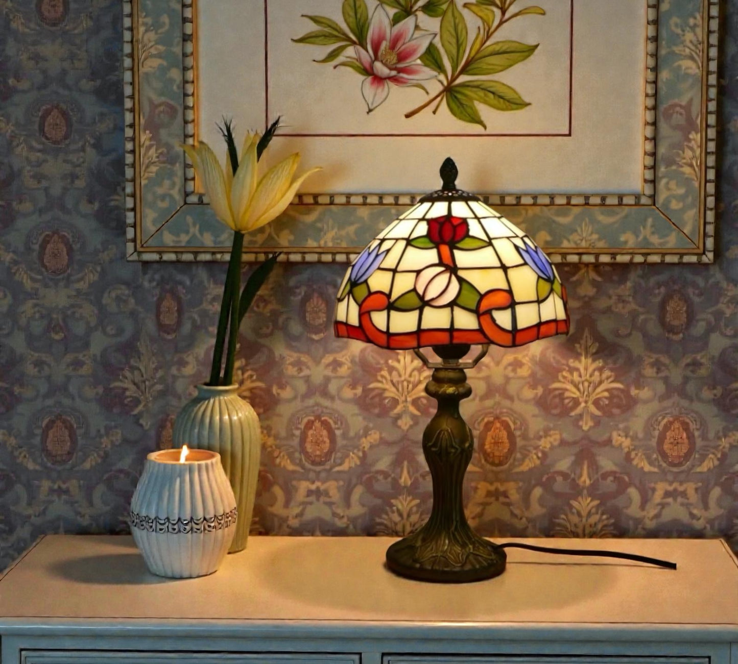 CDH 10" Tiffany Table Lamp 20cm shade Cozy Deluxe Homes CDH Tiffany Lamp NZ