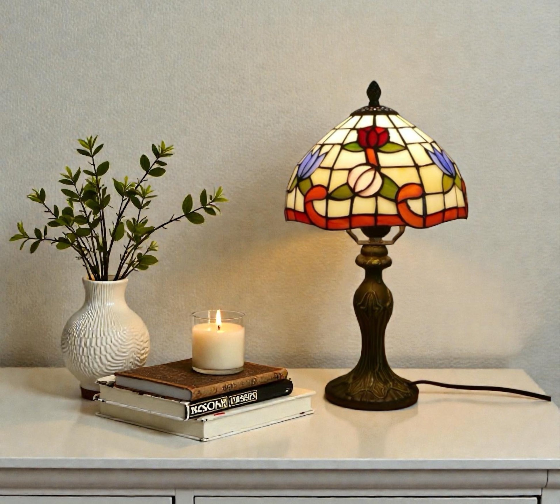 CDH 10" Tiffany Table Lamp 20cm shade Cozy Deluxe Homes CDH Tiffany Lamp NZ