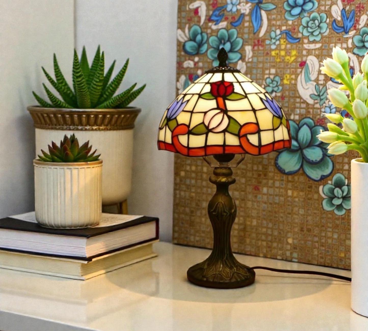 CDH 10" Tiffany Table Lamp 20cm shade Cozy Deluxe Homes CDH Tiffany Lamp NZ