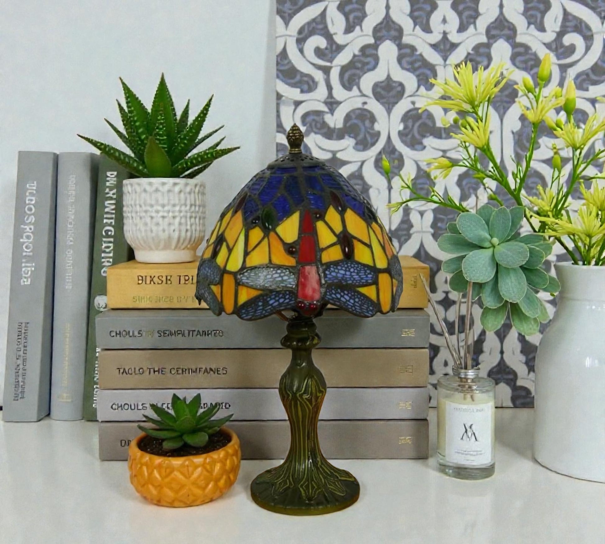 CDH 10" Tiffany Table Lamp 20cm shade Cozy Deluxe Homes CDH Tiffany Lamp NZ