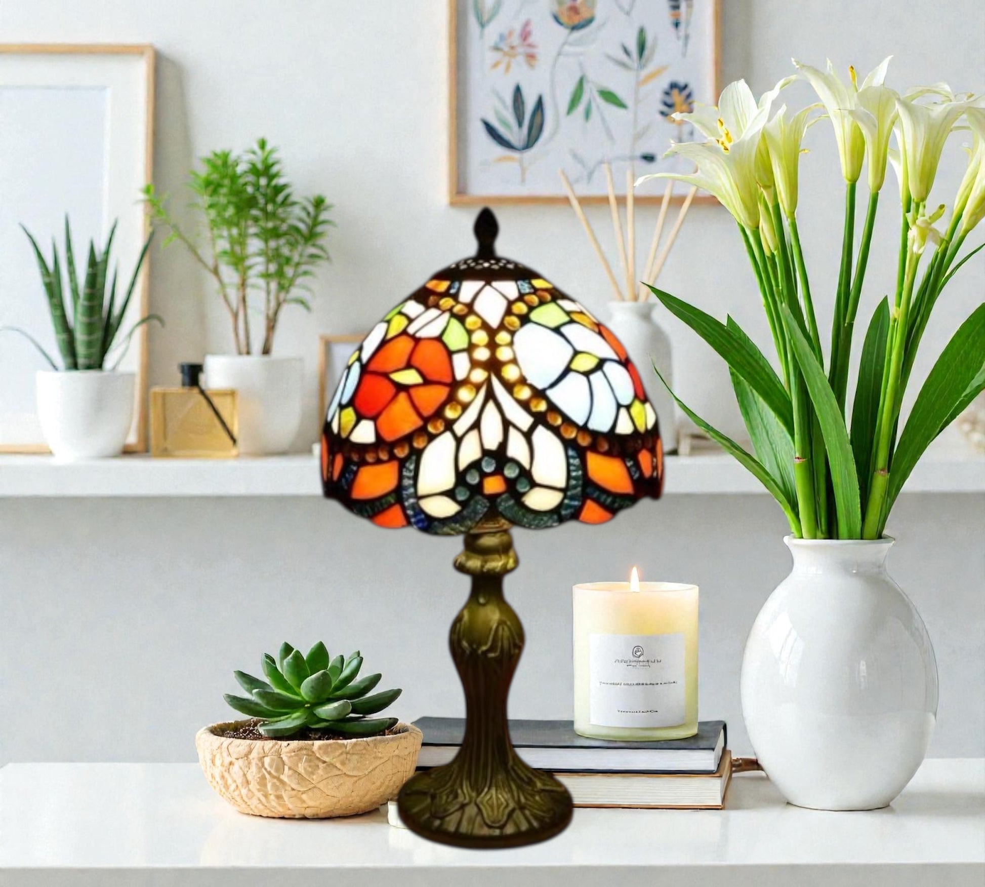 CDH 10" Tiffany Table Lamp 20cm shade Cozy Deluxe Homes CDH Tiffany Lamp NZ