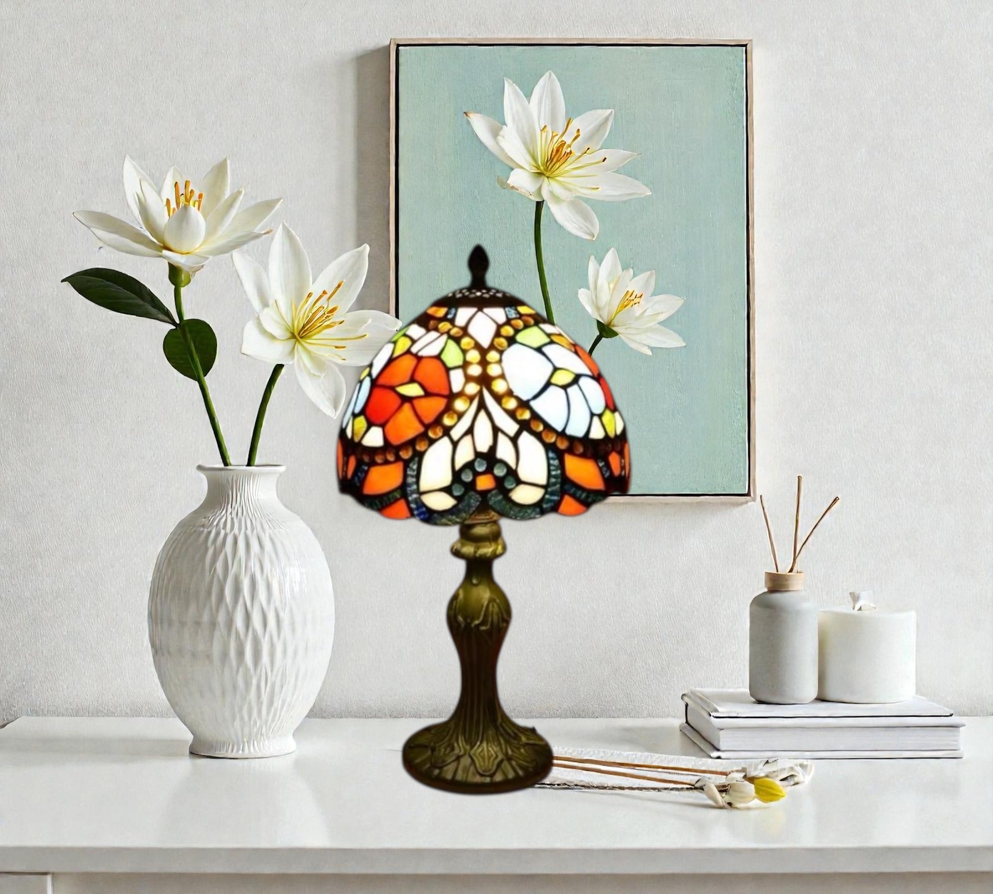 CDH 10" Tiffany Table Lamp 20cm shade Cozy Deluxe Homes CDH Tiffany Lamp NZ