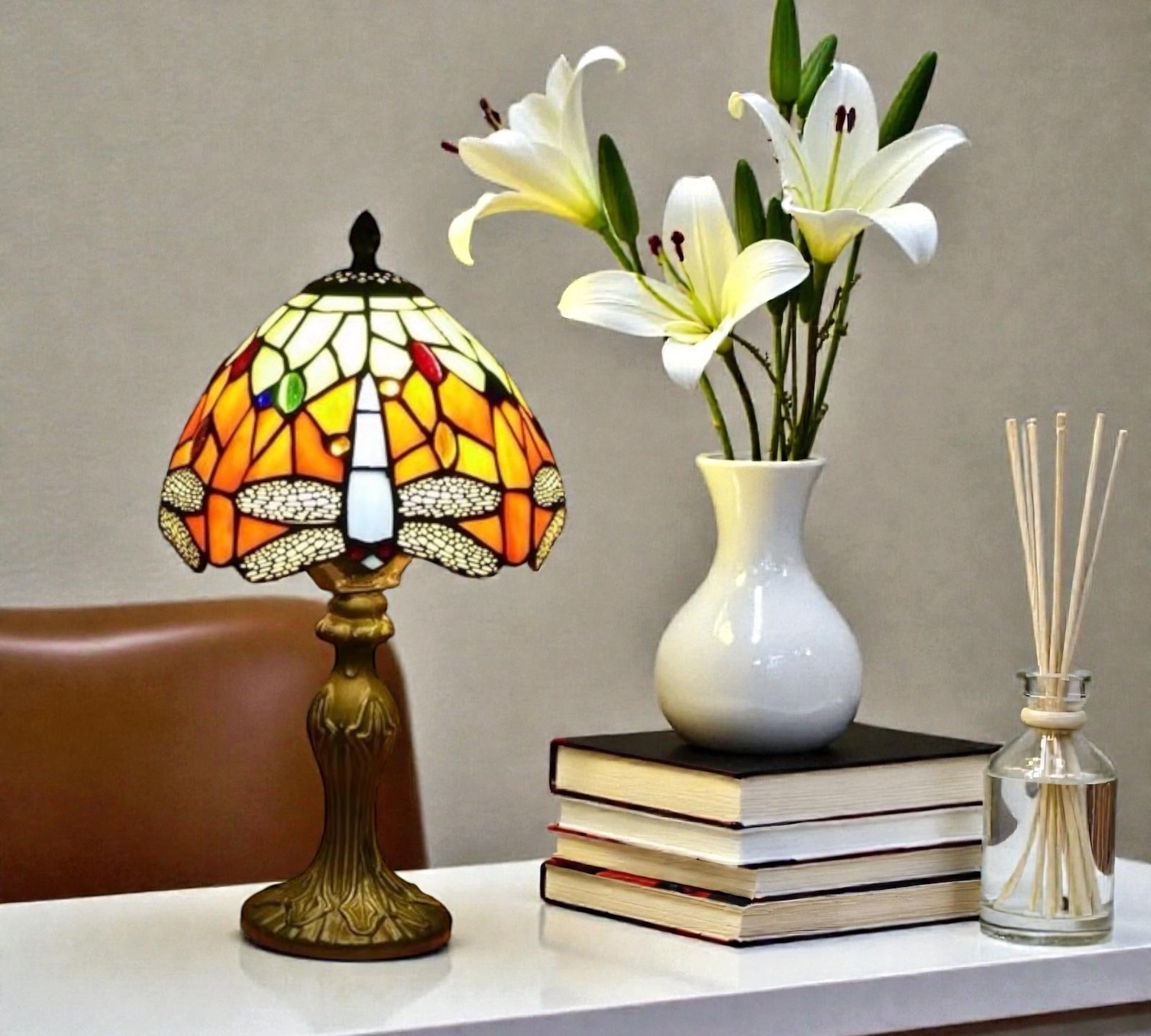 CDH 10" Tiffany Table Lamp 20cm shade Cozy Deluxe Homes CDH Tiffany Lamp NZ