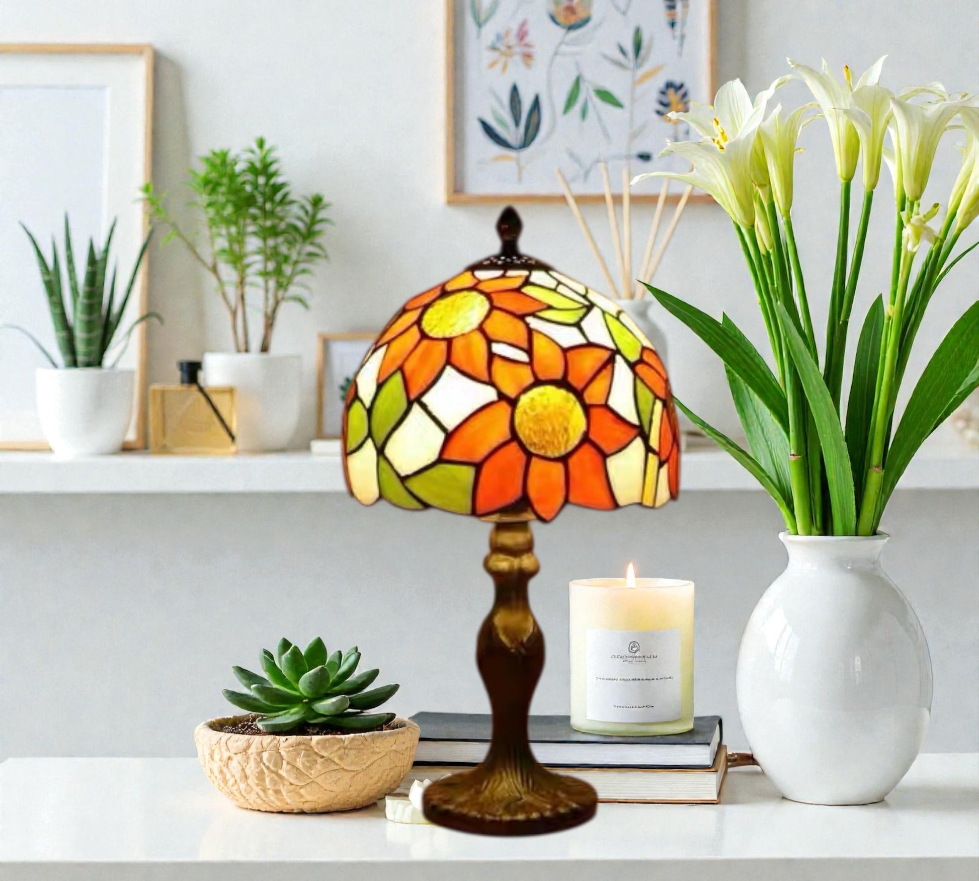 CDH 10" Tiffany Table Lamp 20cm shade Cozy Deluxe Homes CDH Tiffany Lamp NZ