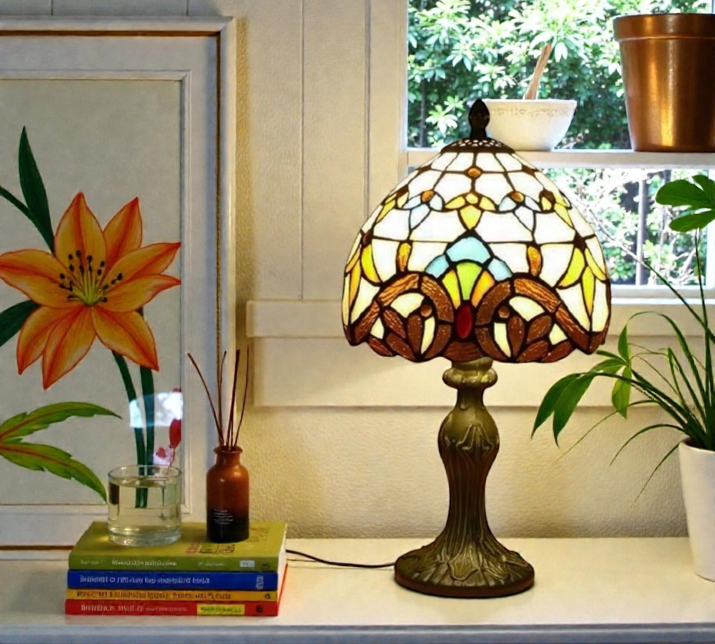 CDH 10" Tiffany Table Lamp 20cm shade Cozy Deluxe Homes CDH Tiffany Lamp NZ