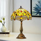 12-inch Tiffany-style stained glass table lamp with multicolor shade and bronze metal base