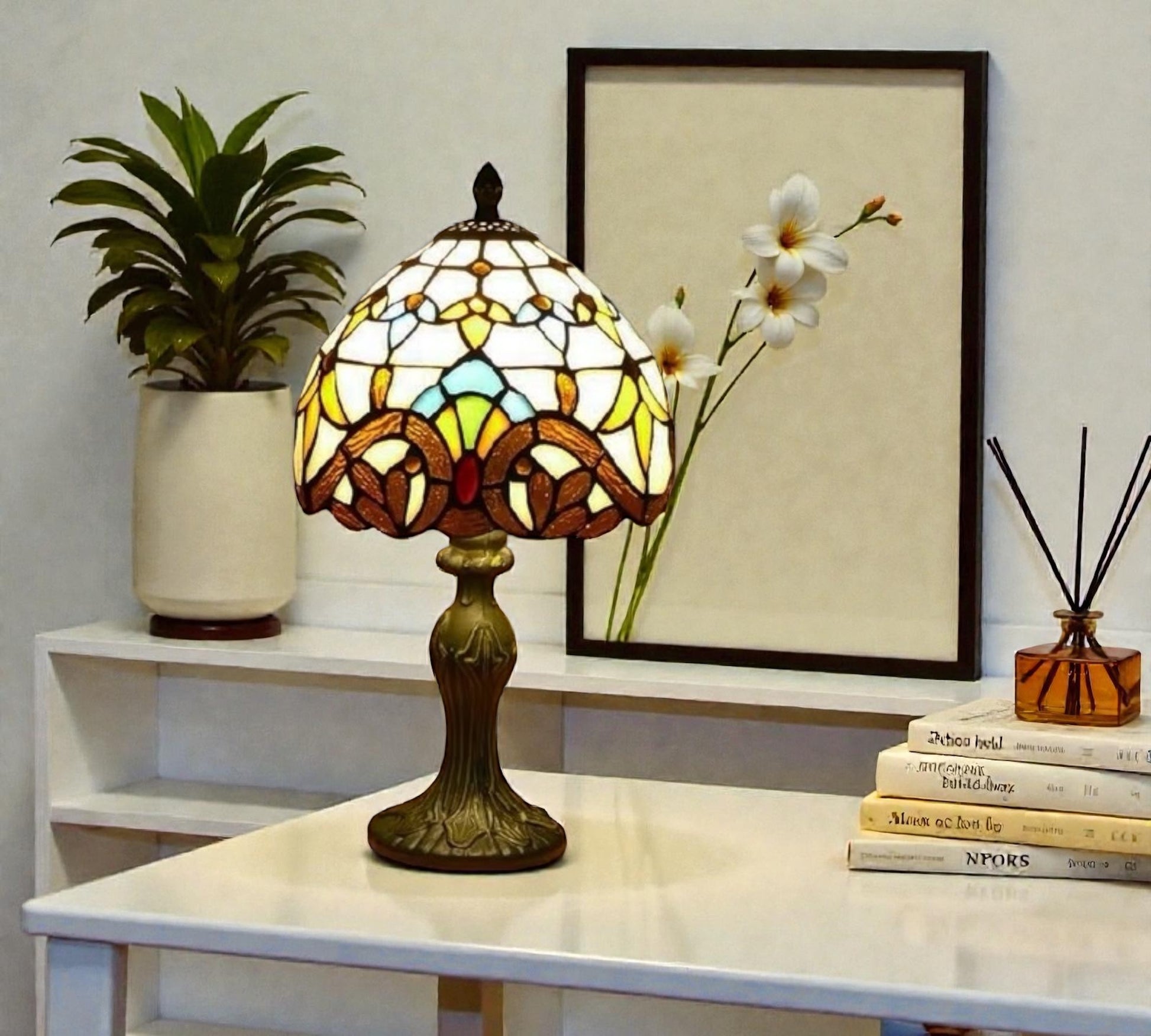 CDH 10" Tiffany Table Lamp 20cm shade Cozy Deluxe Homes CDH Tiffany Lamp NZ