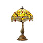 Tiffany-style stained glass table lamp with multicolor dome shade and bronze base, 12-inch