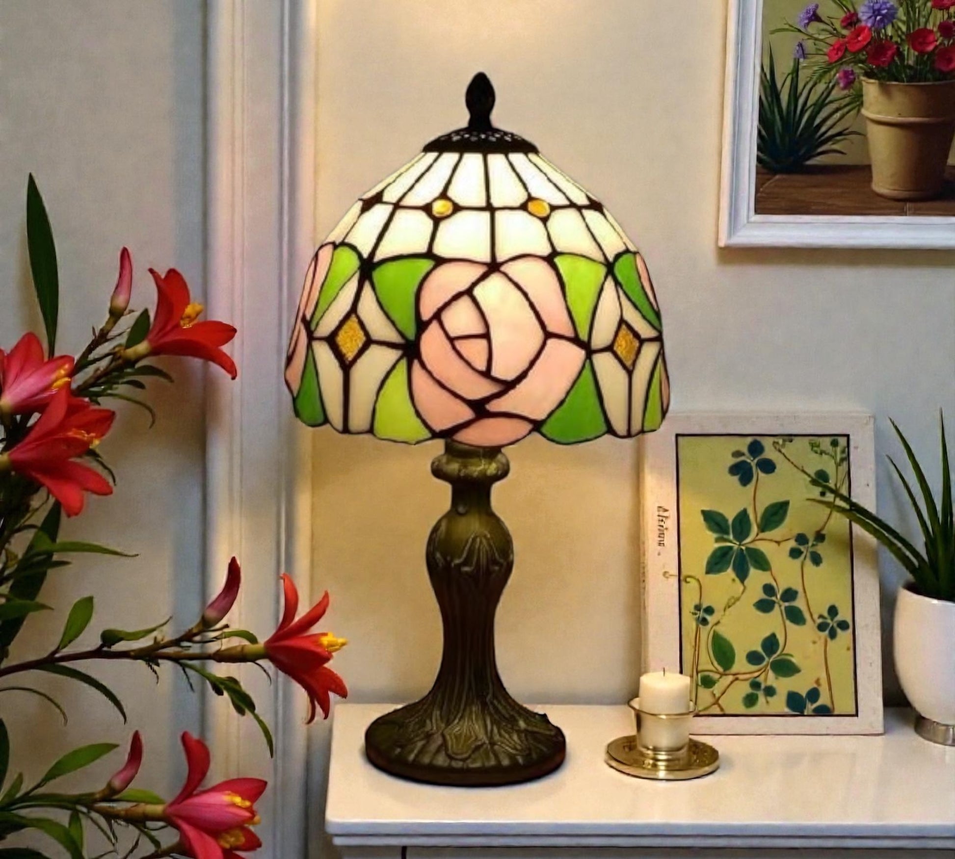 CDH 10" Tiffany Table Lamp 20cm shade Cozy Deluxe Homes CDH Tiffany Lamp NZ