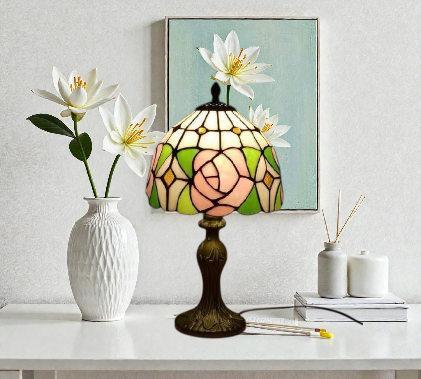 CDH 10" Tiffany Table Lamp 20cm shade Cozy Deluxe Homes CDH Tiffany Lamp NZ