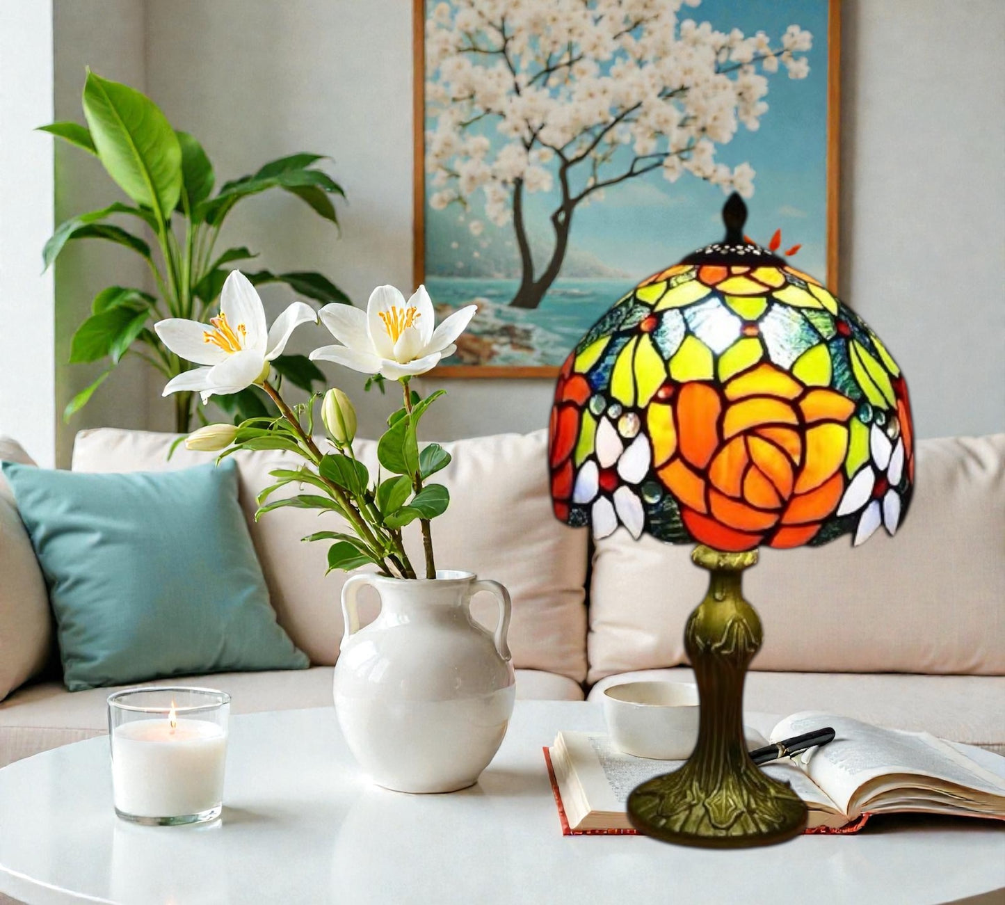 CDH 10" Tiffany Table Lamp 20cm shade Cozy Deluxe Homes CDH Tiffany Lamp NZ