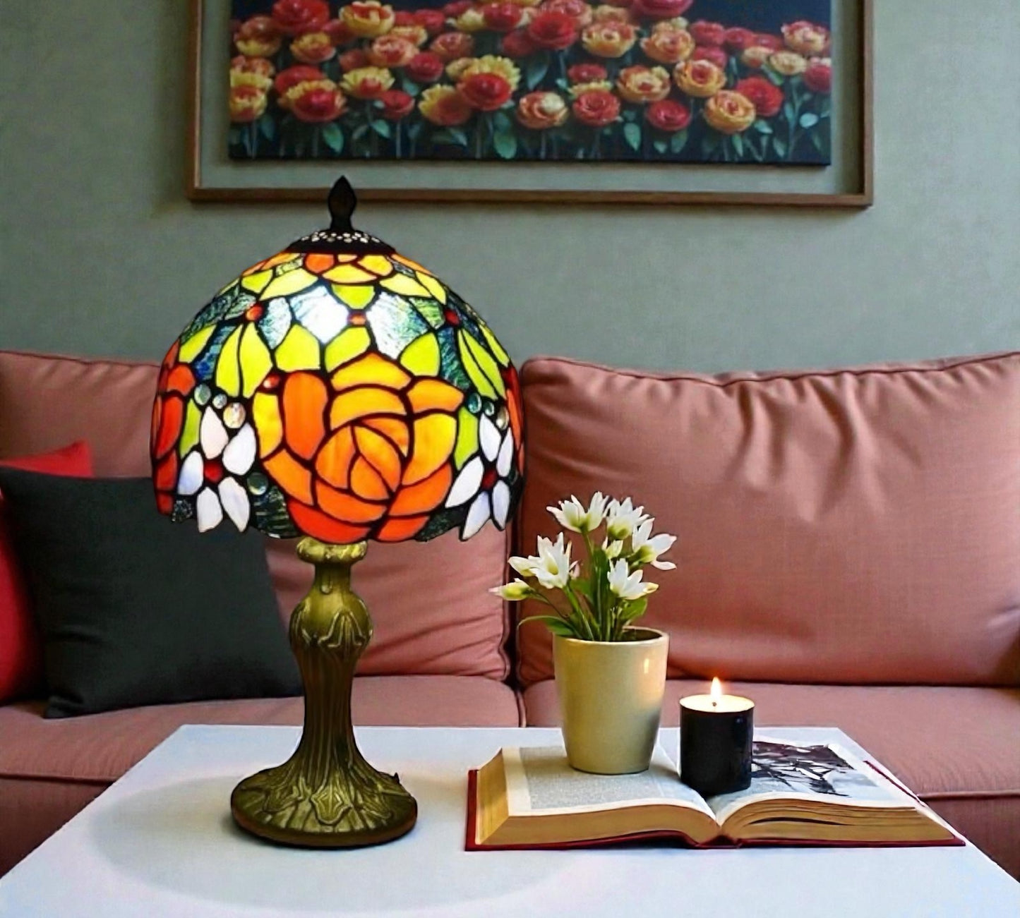 CDH 10" Tiffany Table Lamp 20cm shade Cozy Deluxe Homes CDH Tiffany Lamp NZ