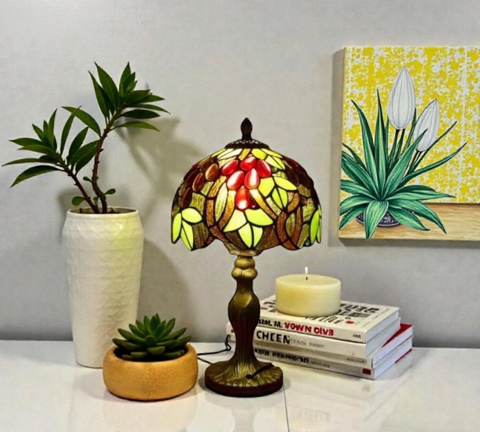 CDH 10" Tiffany Table Lamp 20cm shade Cozy Deluxe Homes CDH NZ
