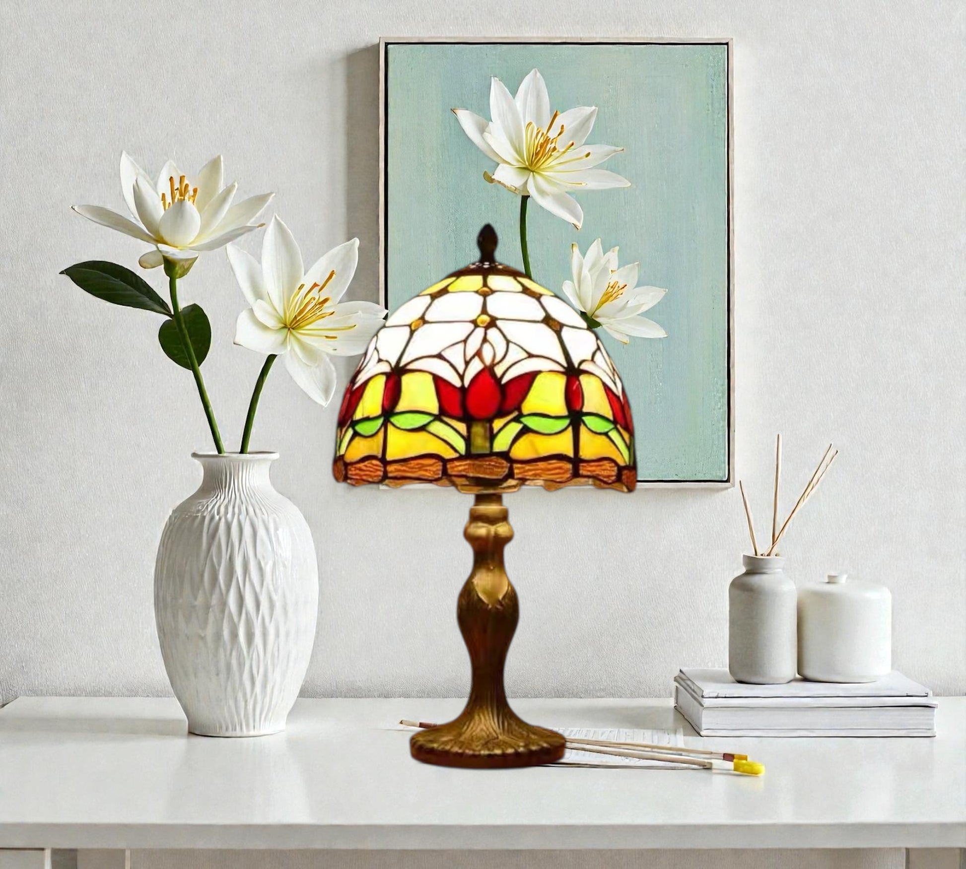 CDH 10" Tiffany Table Lamp 20cm shade Cozy Deluxe Homes CDH Tiffany Lamp NZ