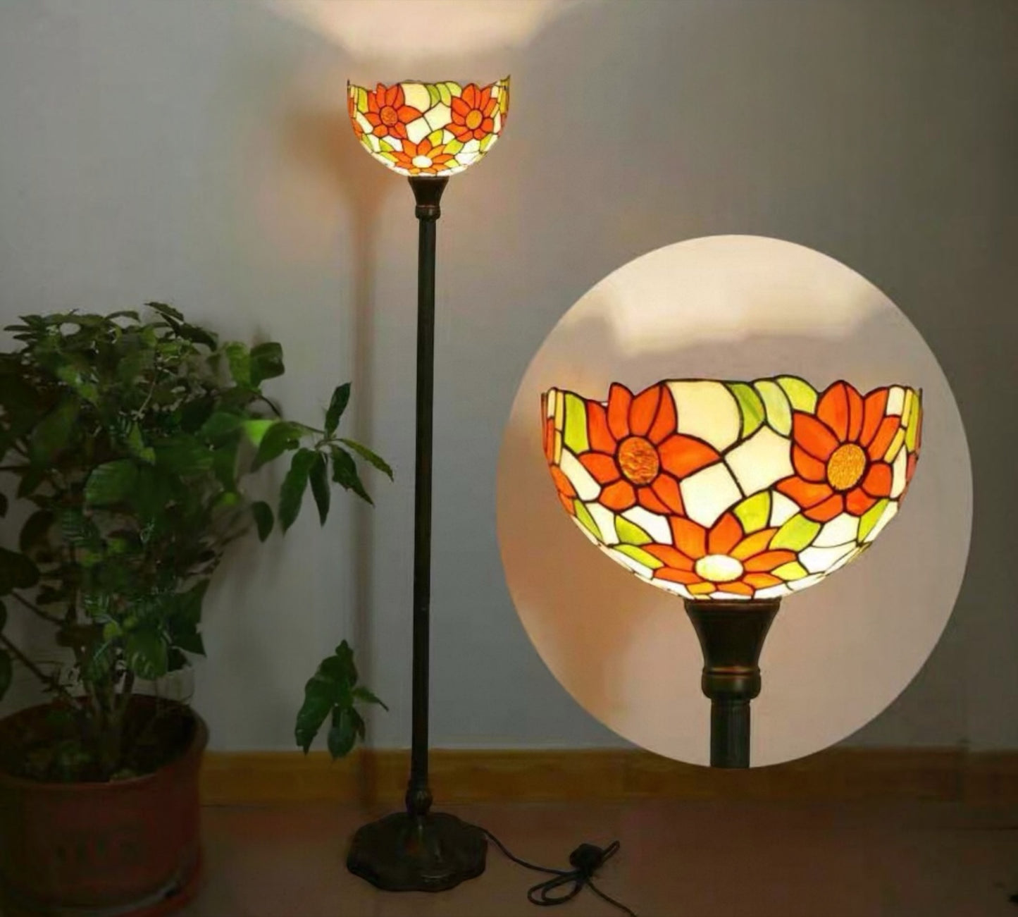 CDH Tiffany Torchiere Floor Lamp (12068H) 12" 30CM Shade