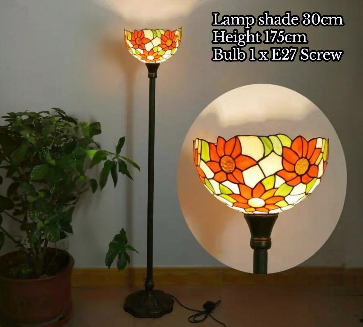 CDH Tiffany Torchiere Floor Lamp (12068H) 12" 30CM Shade