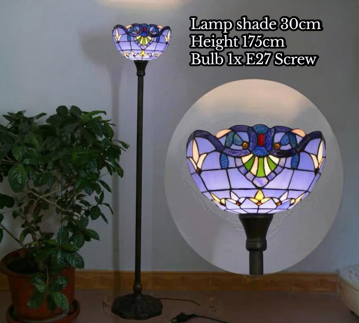 CDH Tiffany Torchiere Floor Lamp (12025BH) 12" 30CM Shade