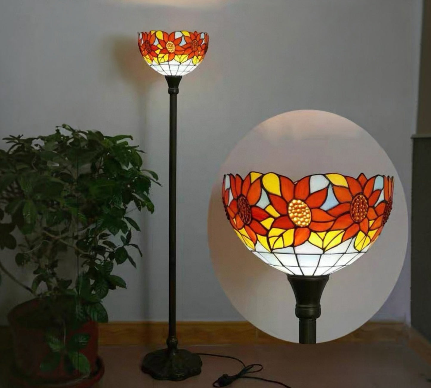 CDH Tiffany Torchiere Floor Lamp (12702BH) 12" 30CM Shade