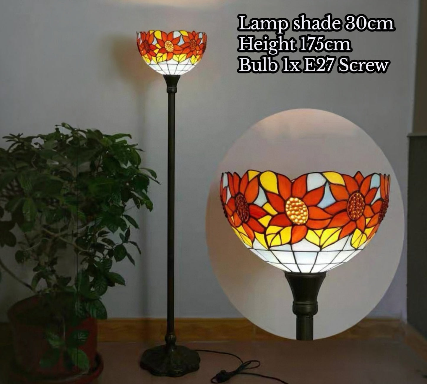 CDH Tiffany Torchiere Floor Lamp (12702BH) 12" 30CM Shade