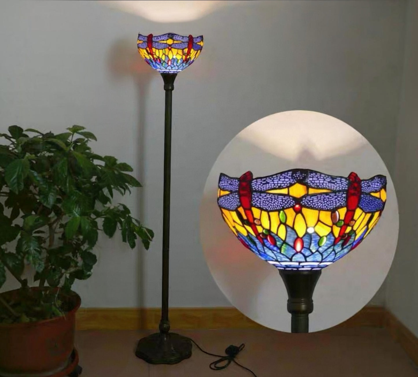 CDH Tiffany Torchiere Floor Lamp (15037BH) 12" 30CM Shade