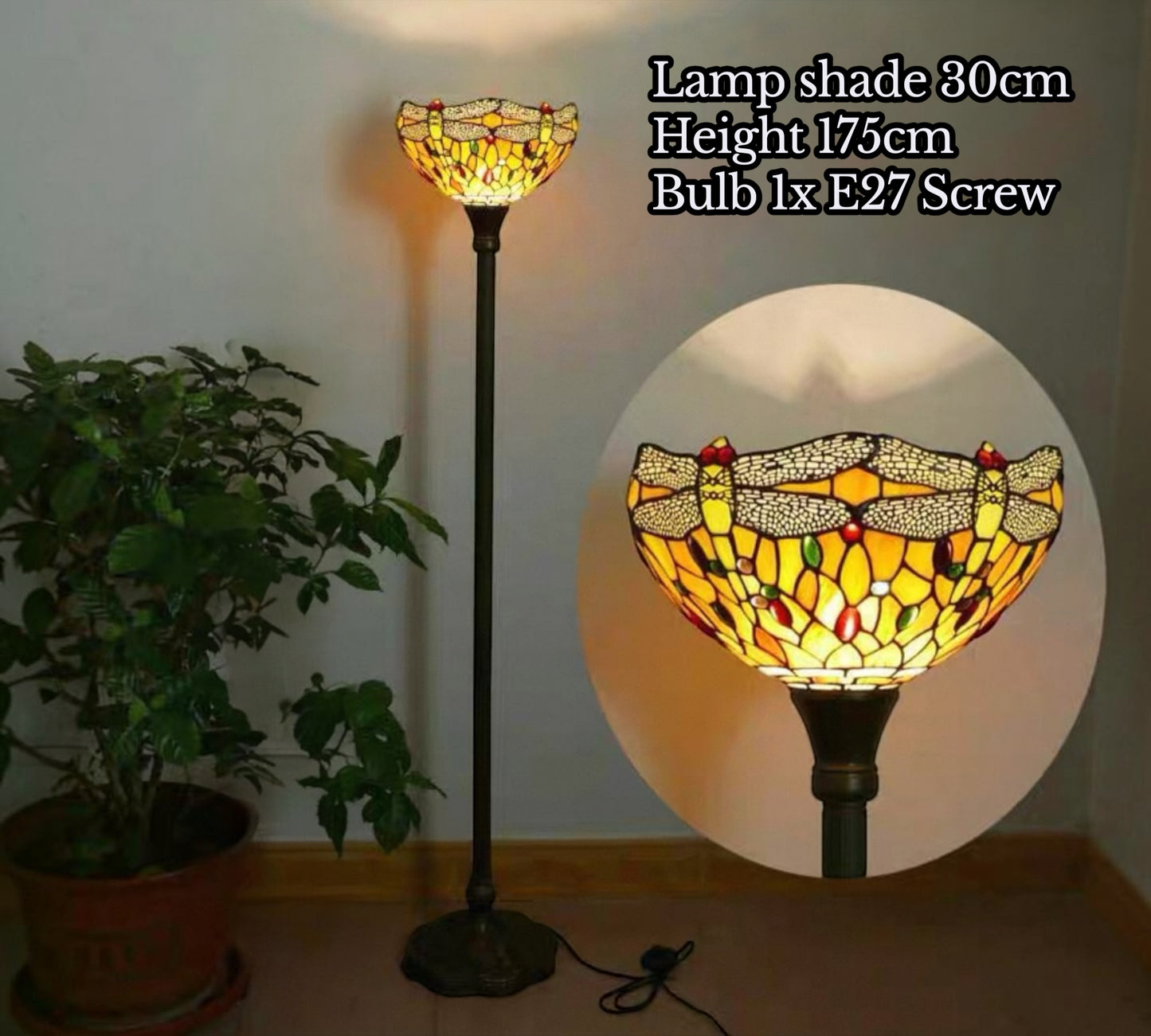 CDH Tiffany Torchiere Floor Lamp (12035H) 12" 30CM Shade