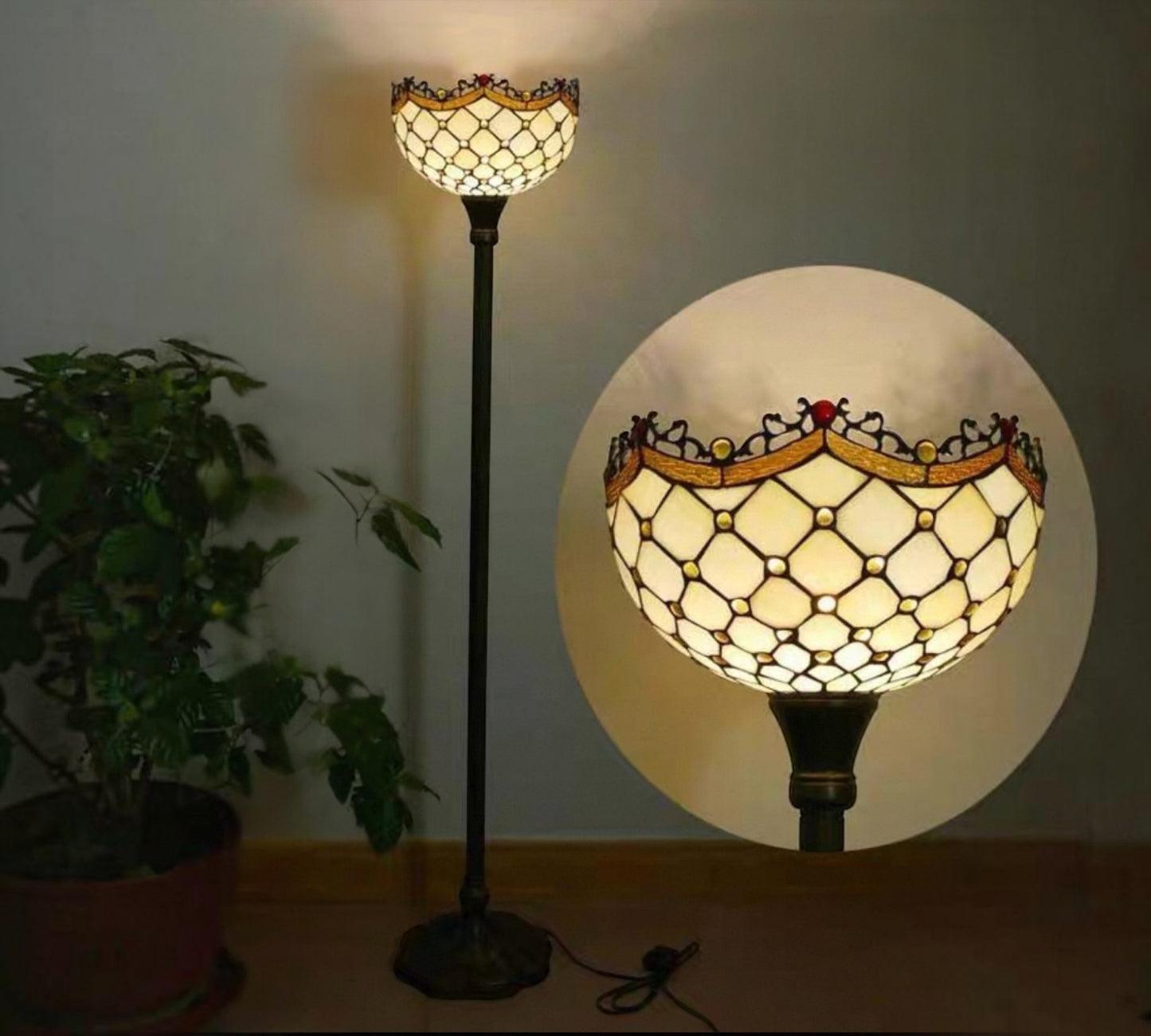CDH Tiffany Torchiere Floor Lamp (12010H) 12" 30CM Shade