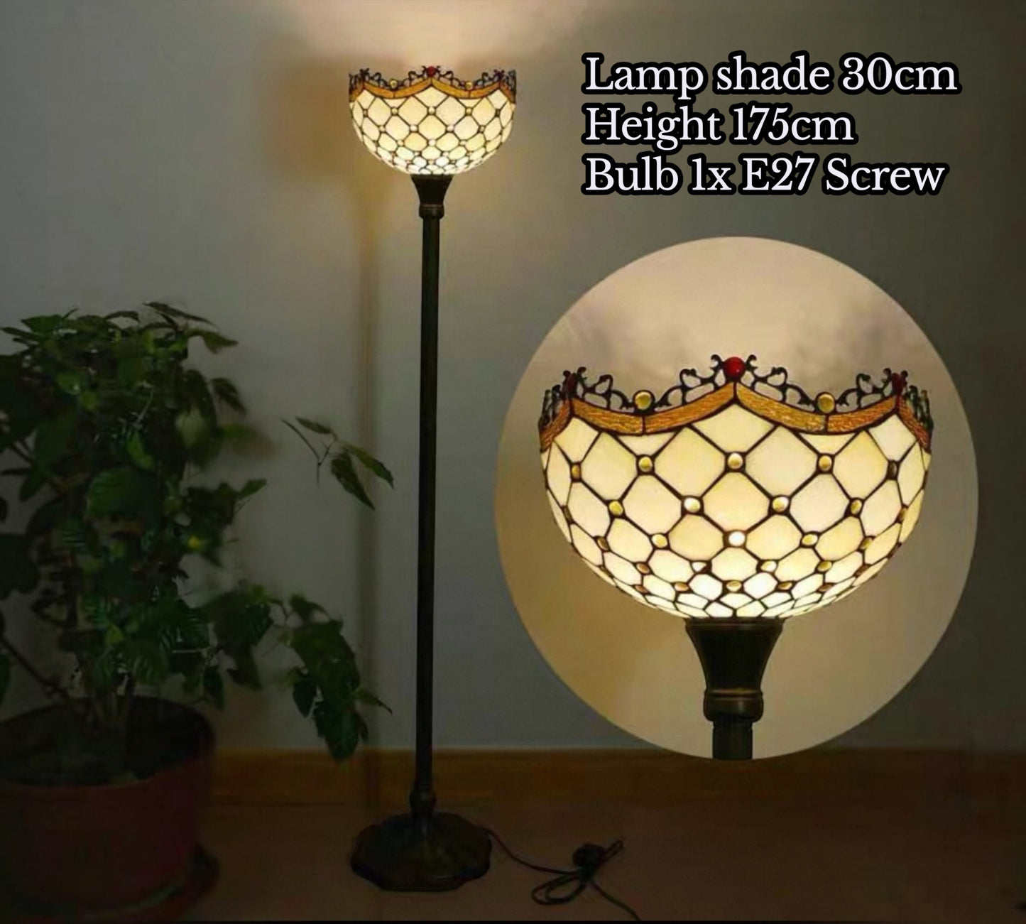 CDH Tiffany Torchiere Floor Lamp (12010H) 12" 30CM Shade