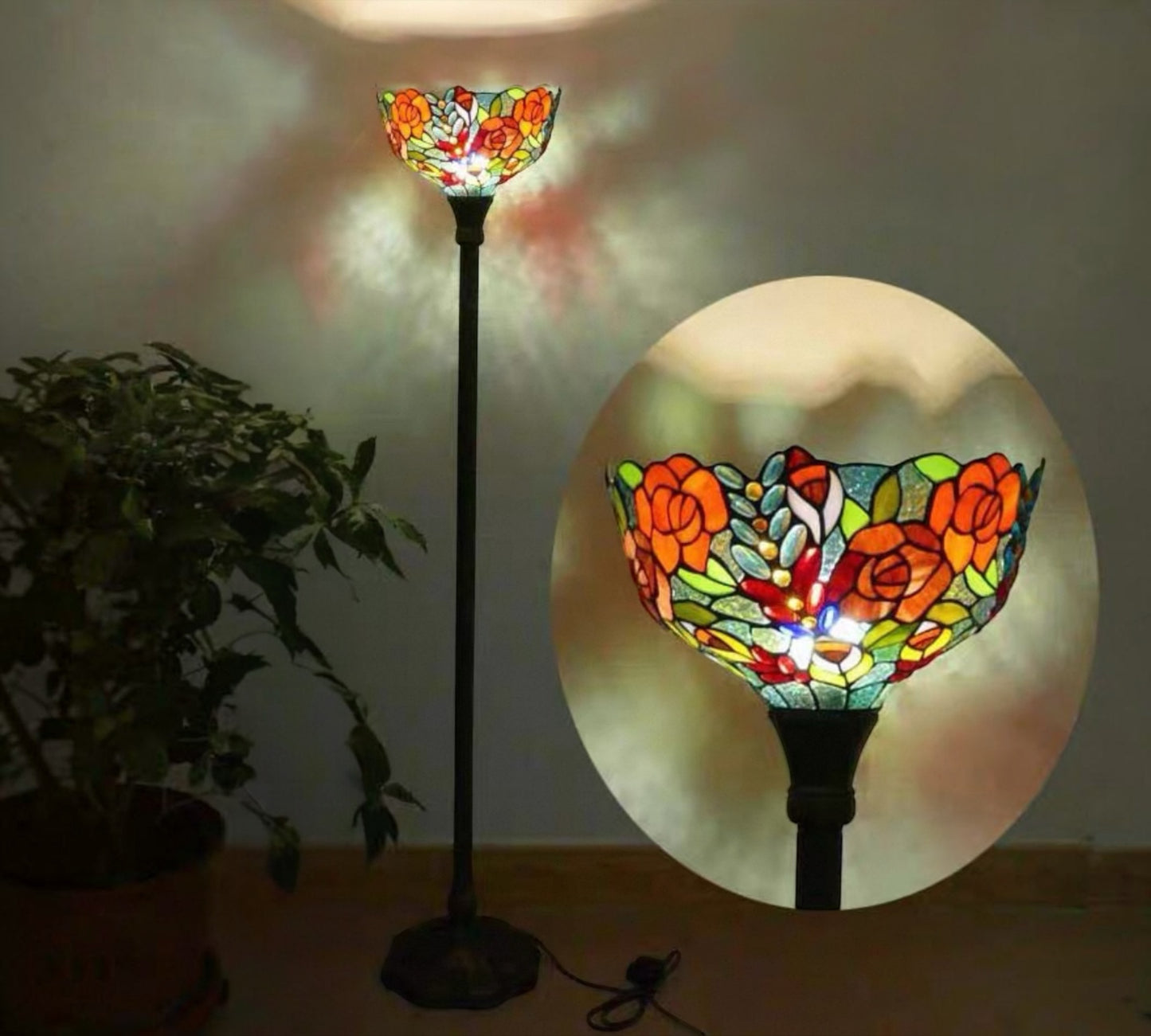 CDH Tiffany Torchiere Floor Lamp (15012TH) 12" 30CM Shade