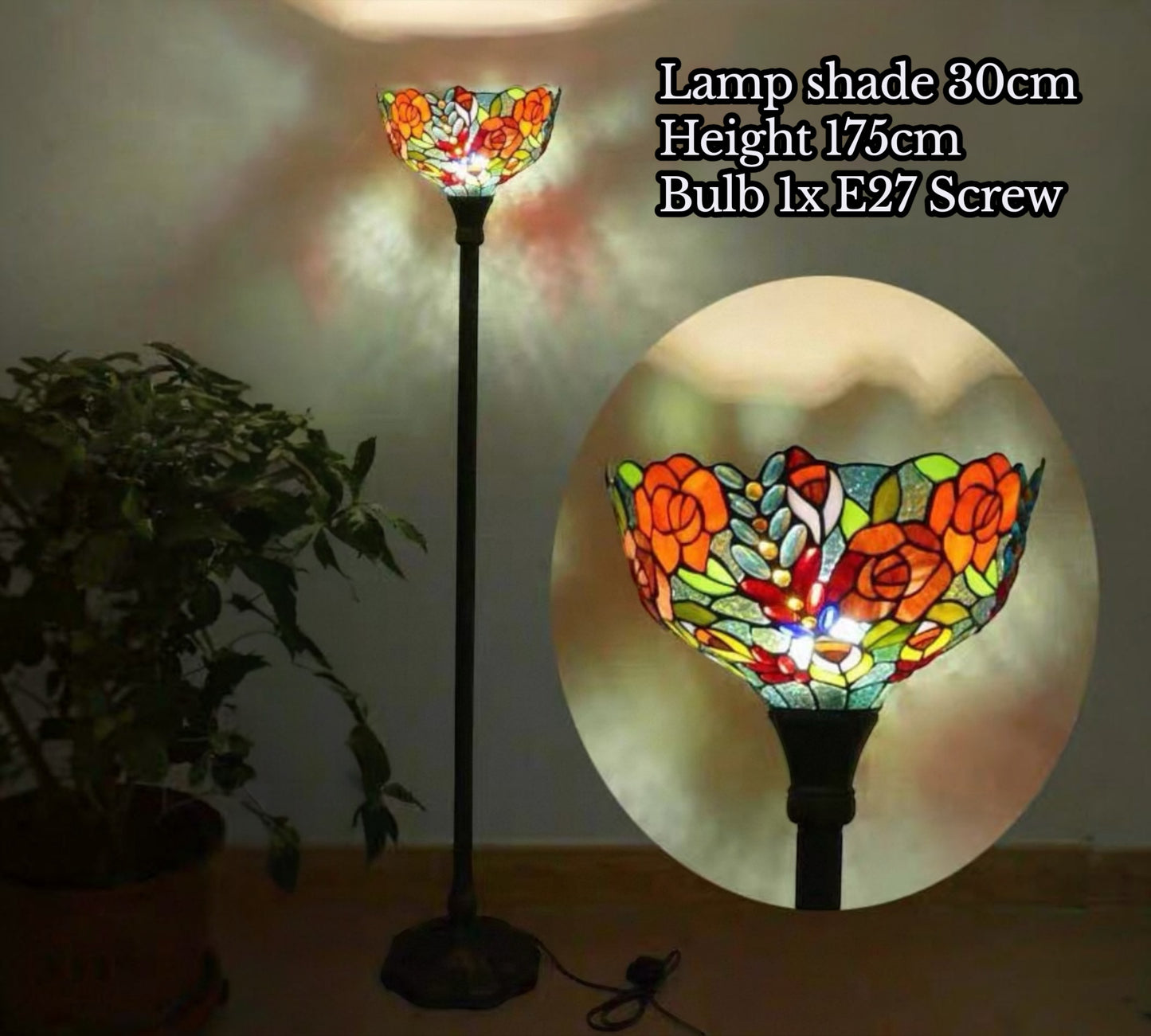 CDH Tiffany Torchiere Floor Lamp (15012TH) 12" 30CM Shade