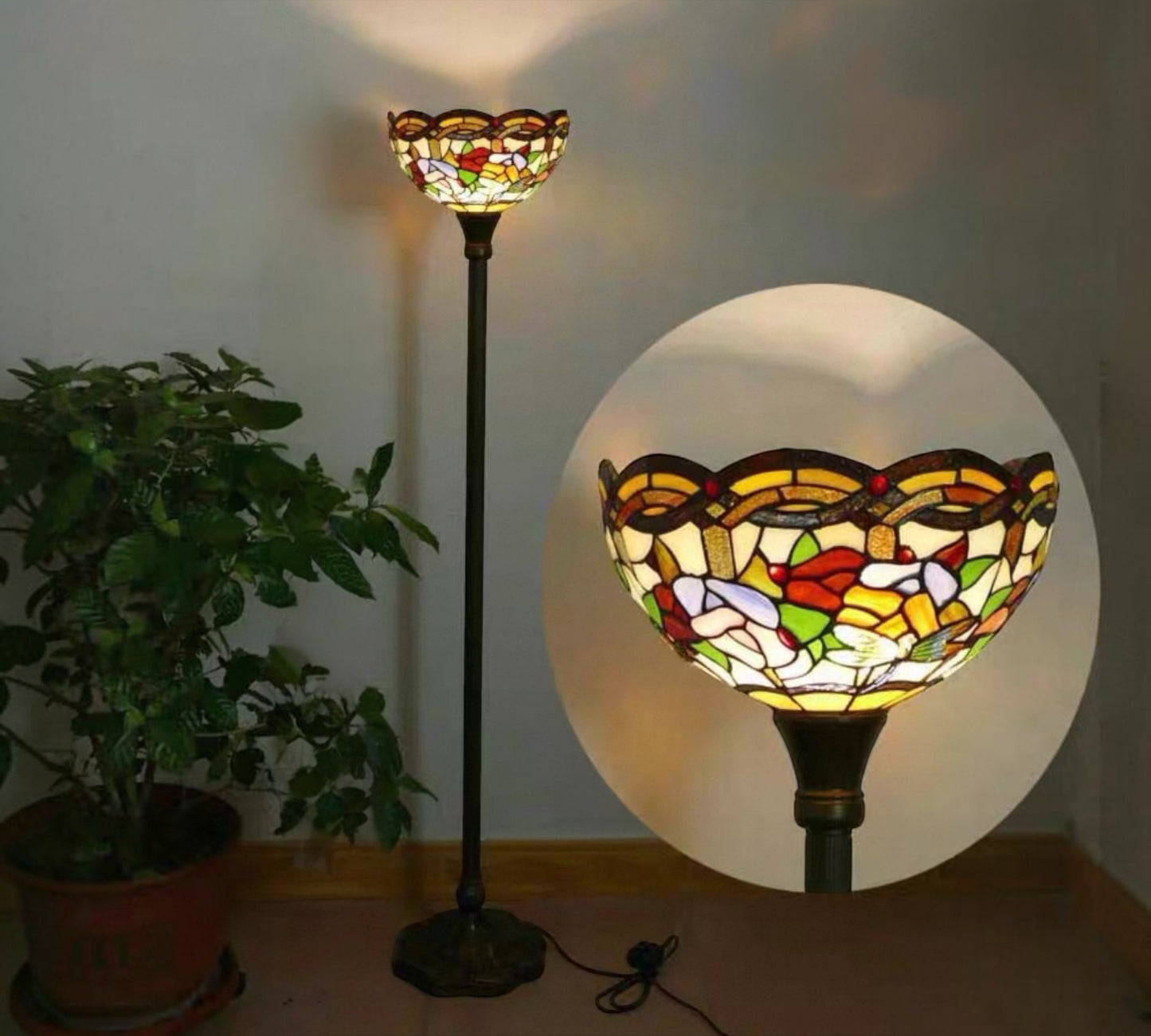 CDH Tiffany Torchiere Floor Lamp (15002TH) 12" 30CM Shade