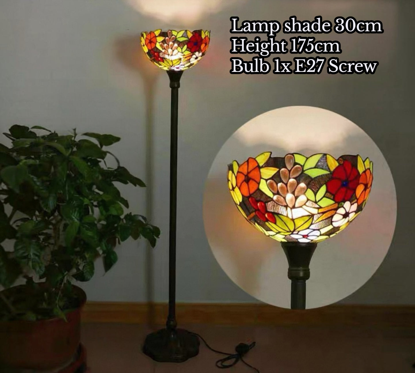 CDH Tiffany Torchiere Floor Lamp (12005H) 12" 30CM Shade