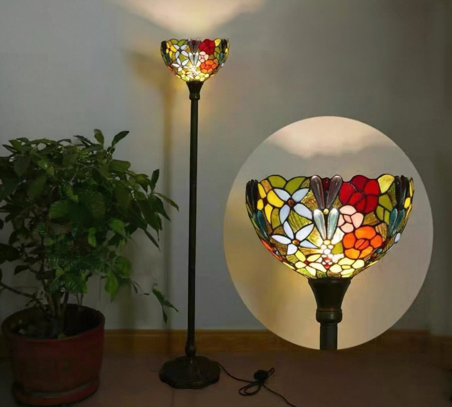 CDH Tiffany Torchiere Floor Lamp (15016TH) 12" 30CM Shade
