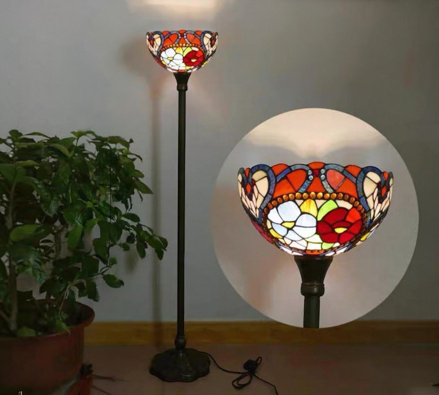 CDH Tiffany Torchiere Floor Lamp (15030TH) 12" 30CM Shade