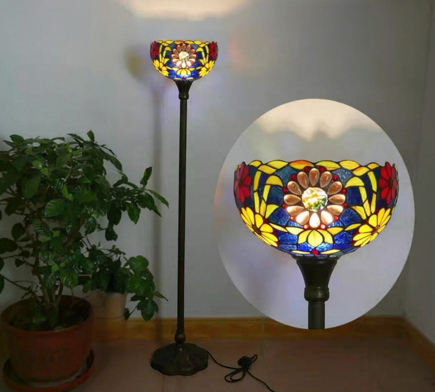 CDH Tiffany Torchiere Floor Lamp (12096BTH) 12" 30CM Shade