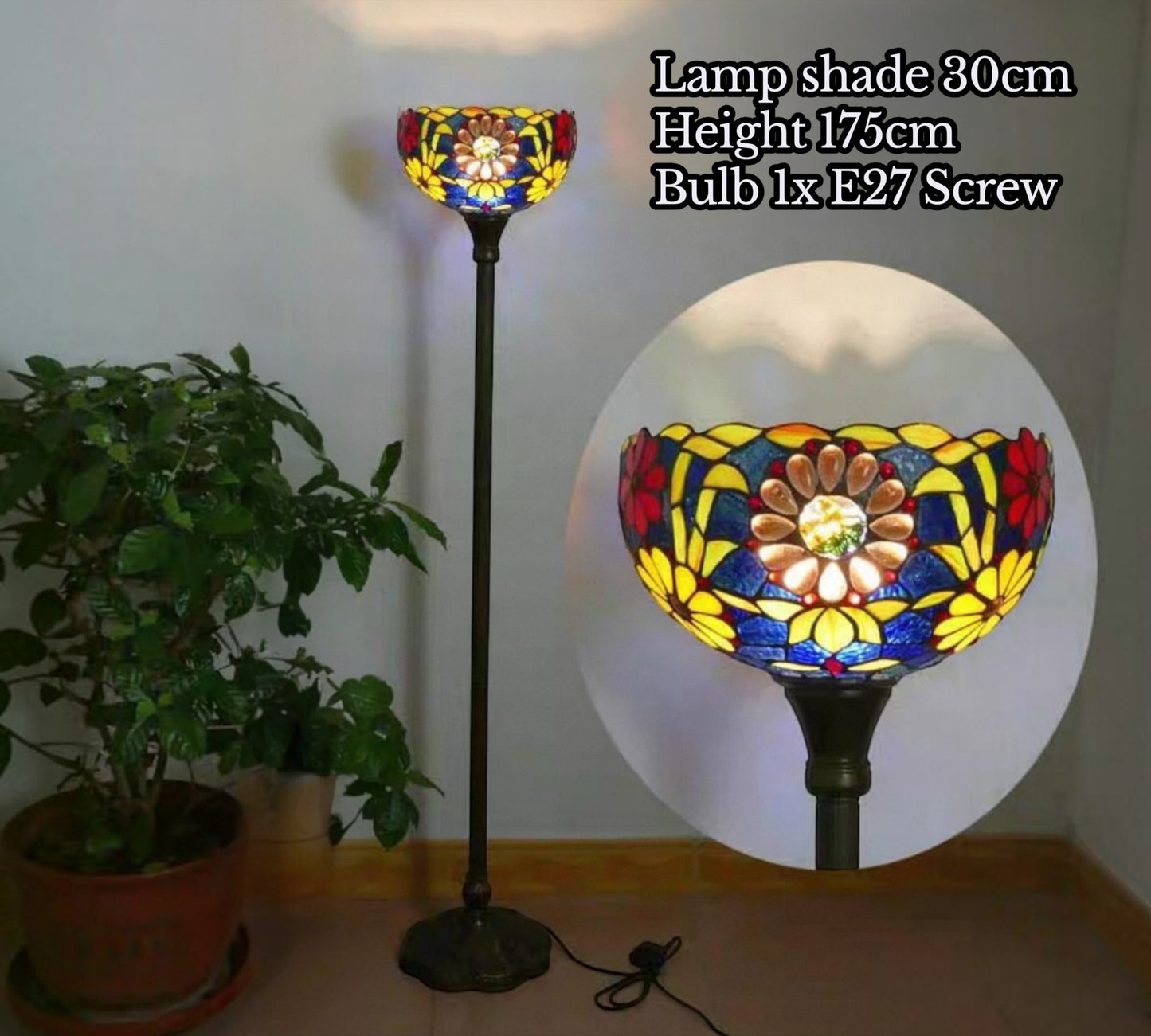 CDH Tiffany Torchiere Floor Lamp (12096BTH) 12" 30CM Shade