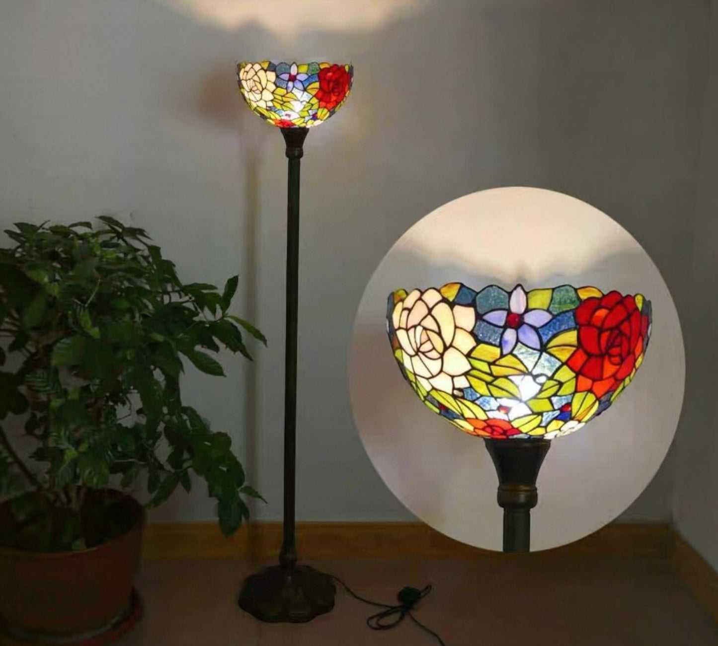 CDH Tiffany Torchiere Floor Lamp (15013TH) 12" 30CM Shade