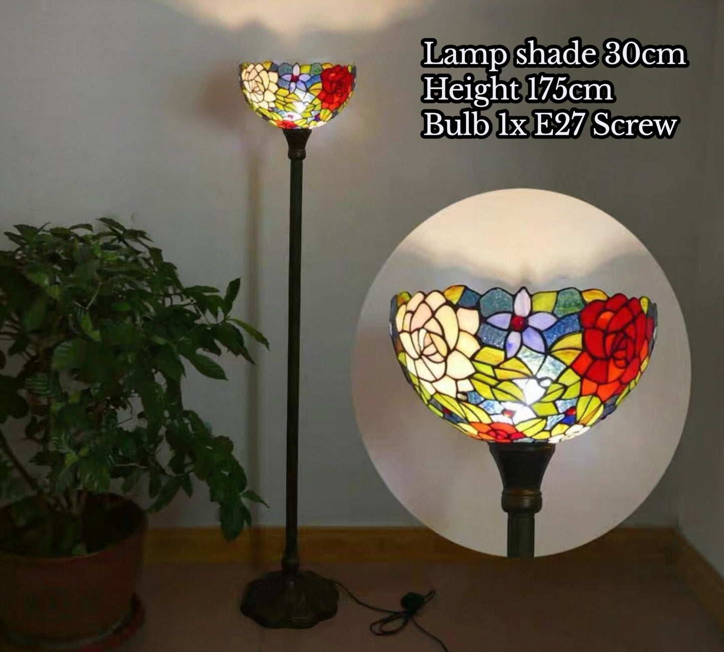 CDH Tiffany Torchiere Floor Lamp (15013TH) 12" 30CM Shade
