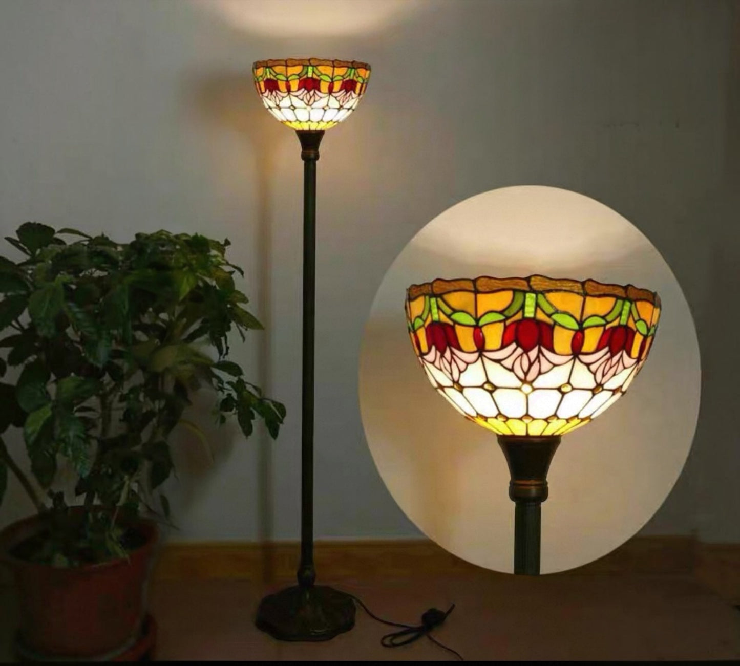 CDH Tiffany Torchiere Floor Lamp (12009TH) 12" 30CM Shade