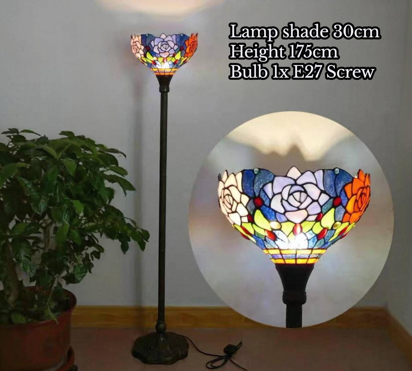 CDH Tiffany Torchiere Floor Lamp (12063H) 12" 30CM Shade