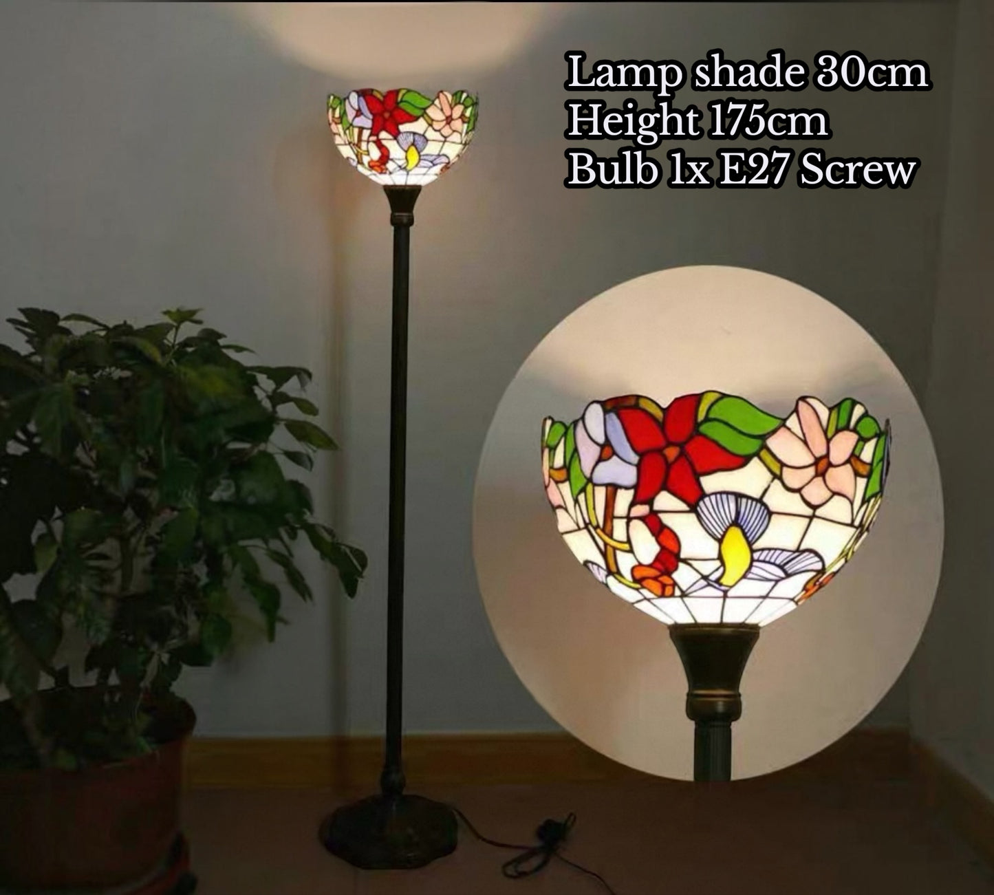 CDH Tiffany Torchiere Floor Lamp (12721H) 12" 30CM Shade