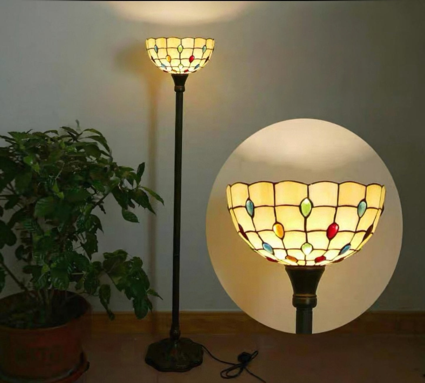 CDH Tiffany Torchiere Floor Lamp (12103H) 12" 30CM Shade